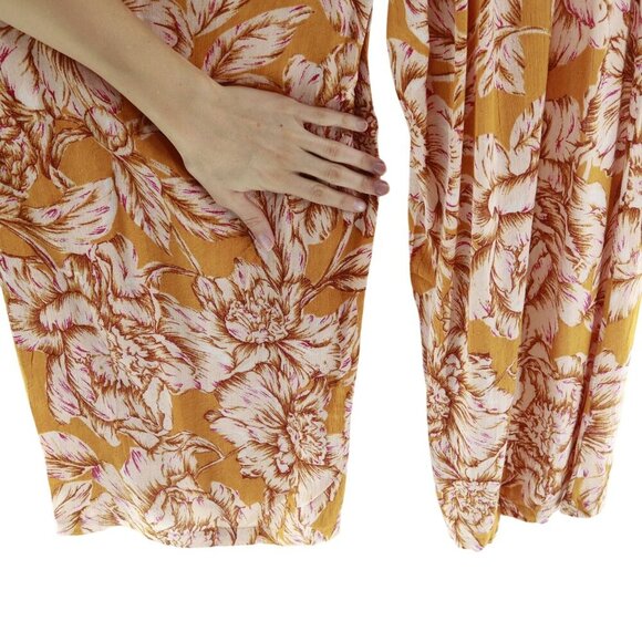Band Of The Free Arizona Gold Floral Wide Leg Pant Womens L Boho Bohemian Hippie - Picture 5 of 12